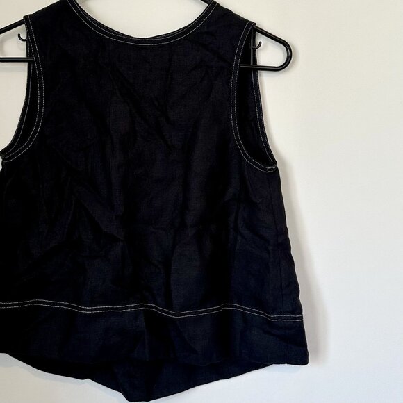 NWT Madewell Black Linen Pleated Shell Top - Size: Extra Small - Picture 5 of 12